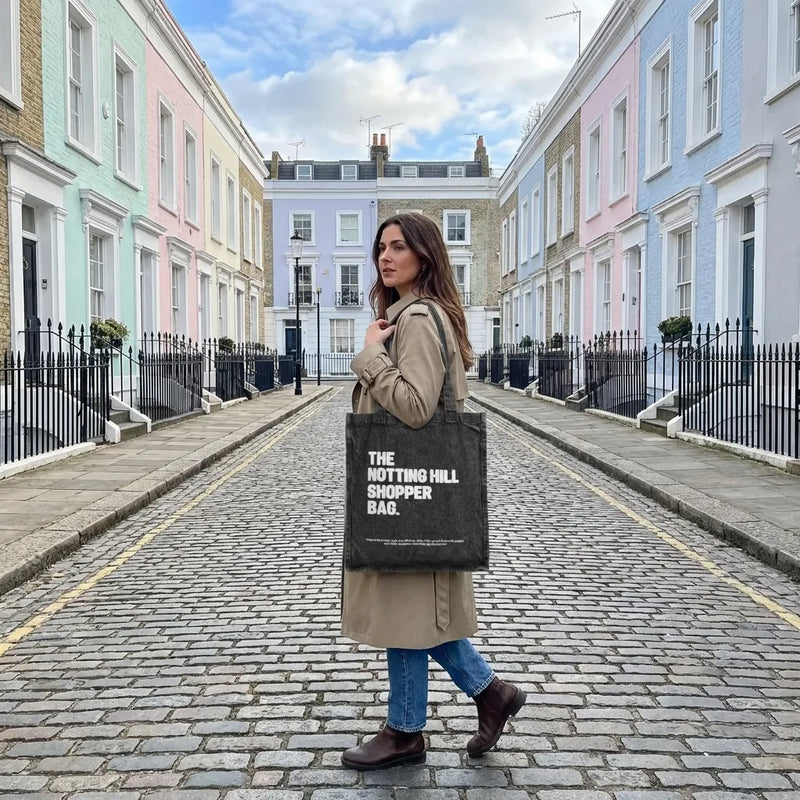 The Notting Hill Vintage Black Denim Shopper Bag-zoom-