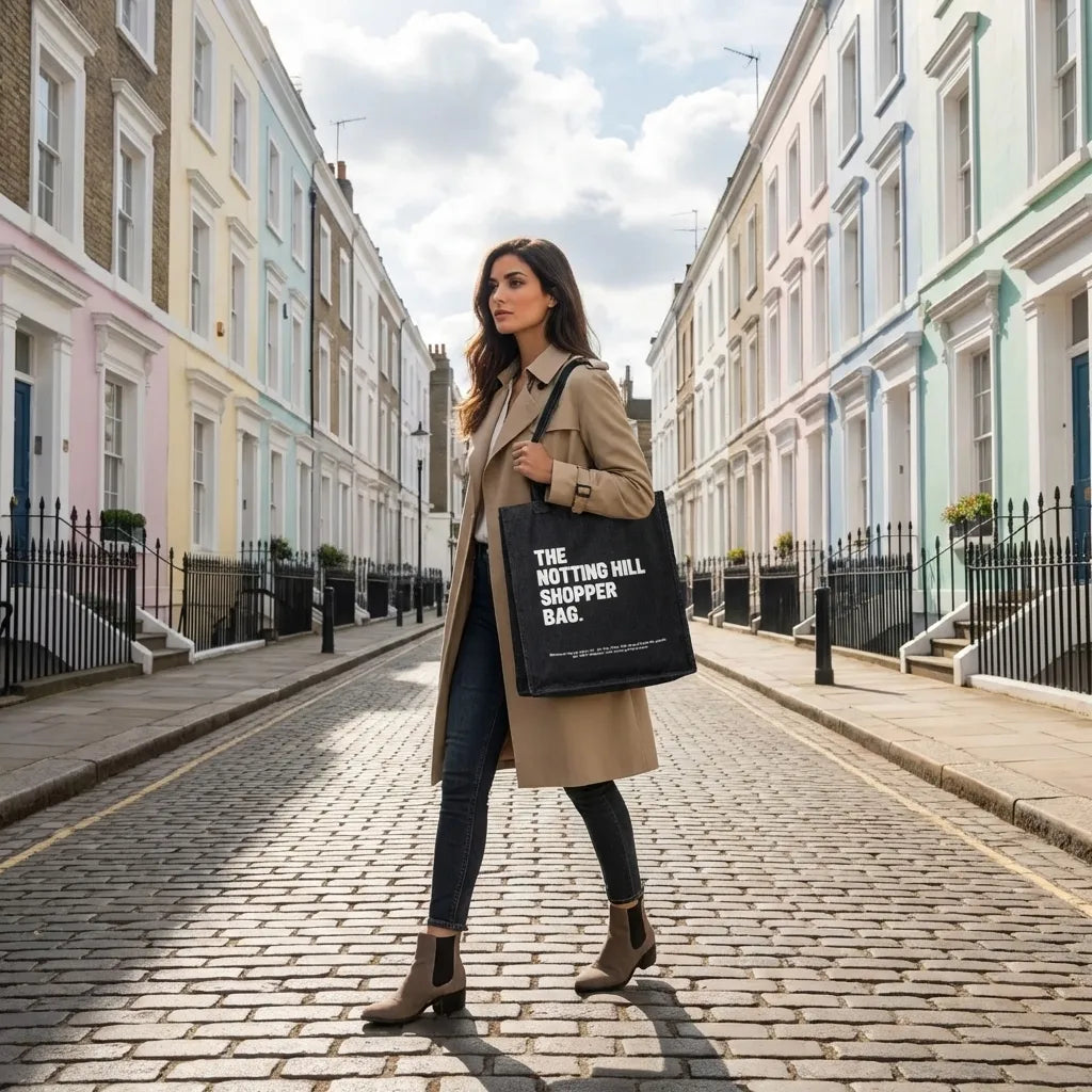 The Notting Hill Black Denim Shopper Bag