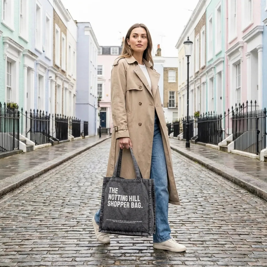 The Notting Hill Washed Grey Denim Shopper Bag