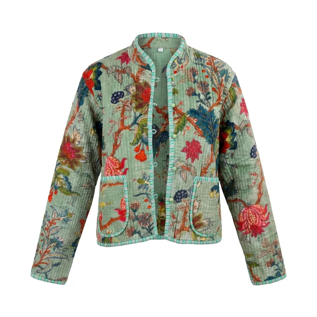 Verdant Bloom Quilted Velvet Jacket-zoom-1
