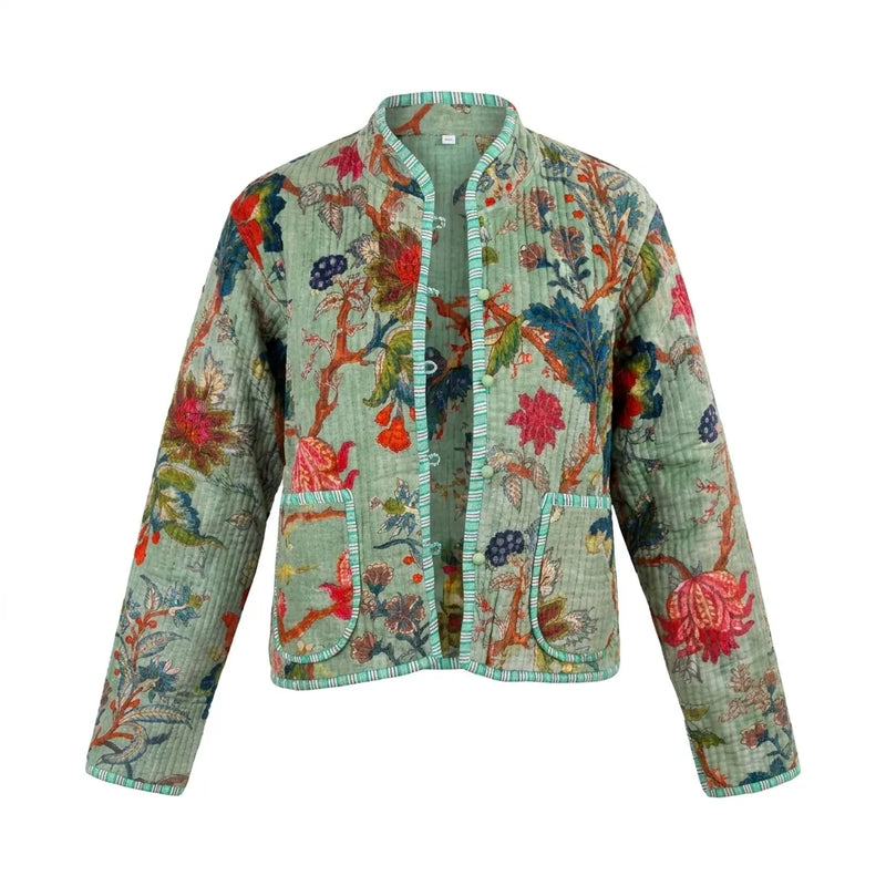 Verdant Bloom Quilted Velvet Jacket-zoom-