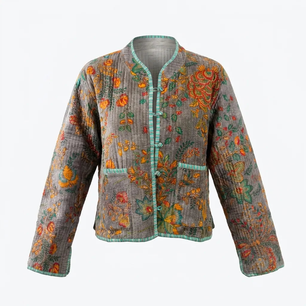Heritage Bloom Quilted Velvet Jacket