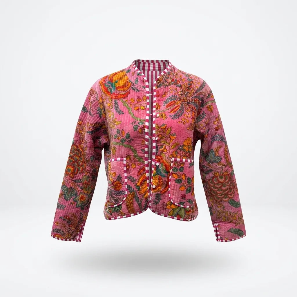 Rosé Garden Quilted Velvet Jacket-zoom-1
