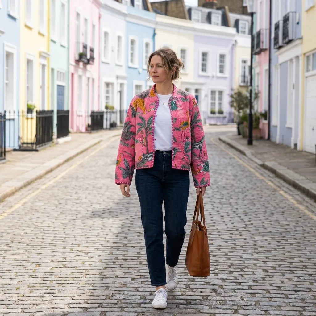 Blush Jungle Quilted Velvet Jacket