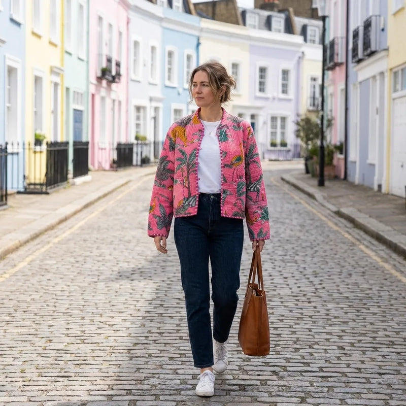 Blush Jungle Quilted Velvet Jacket-zoom-