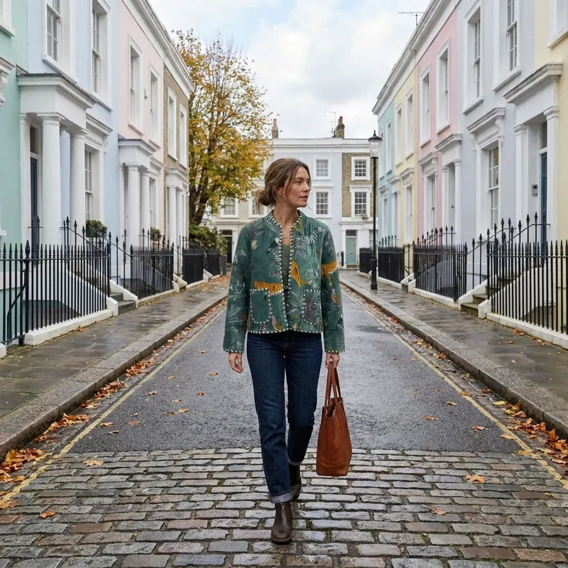 Emerald Safari Quilted Velvet Jacket-zoom-