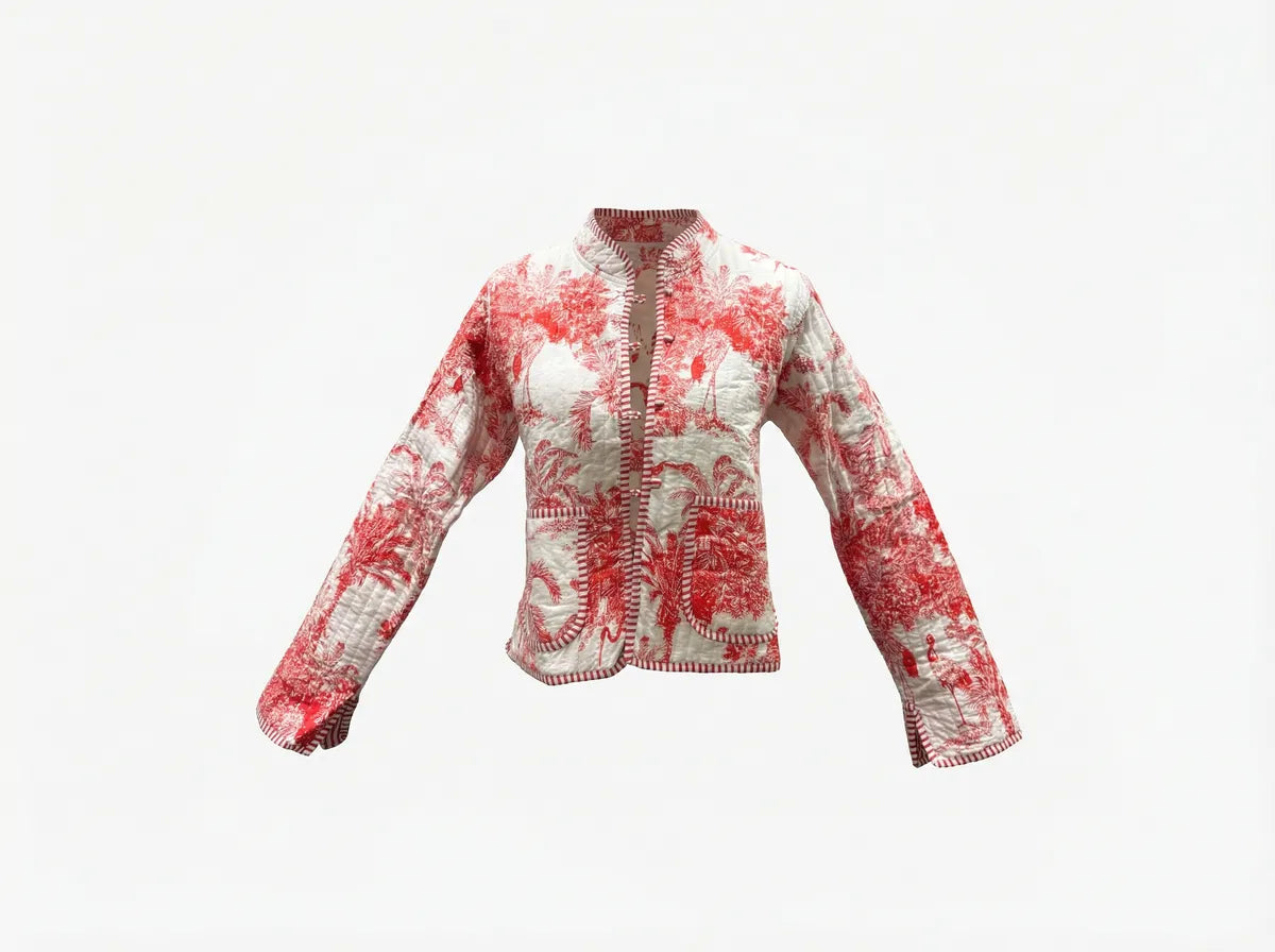 Scarlet Palm Quilted Jacket