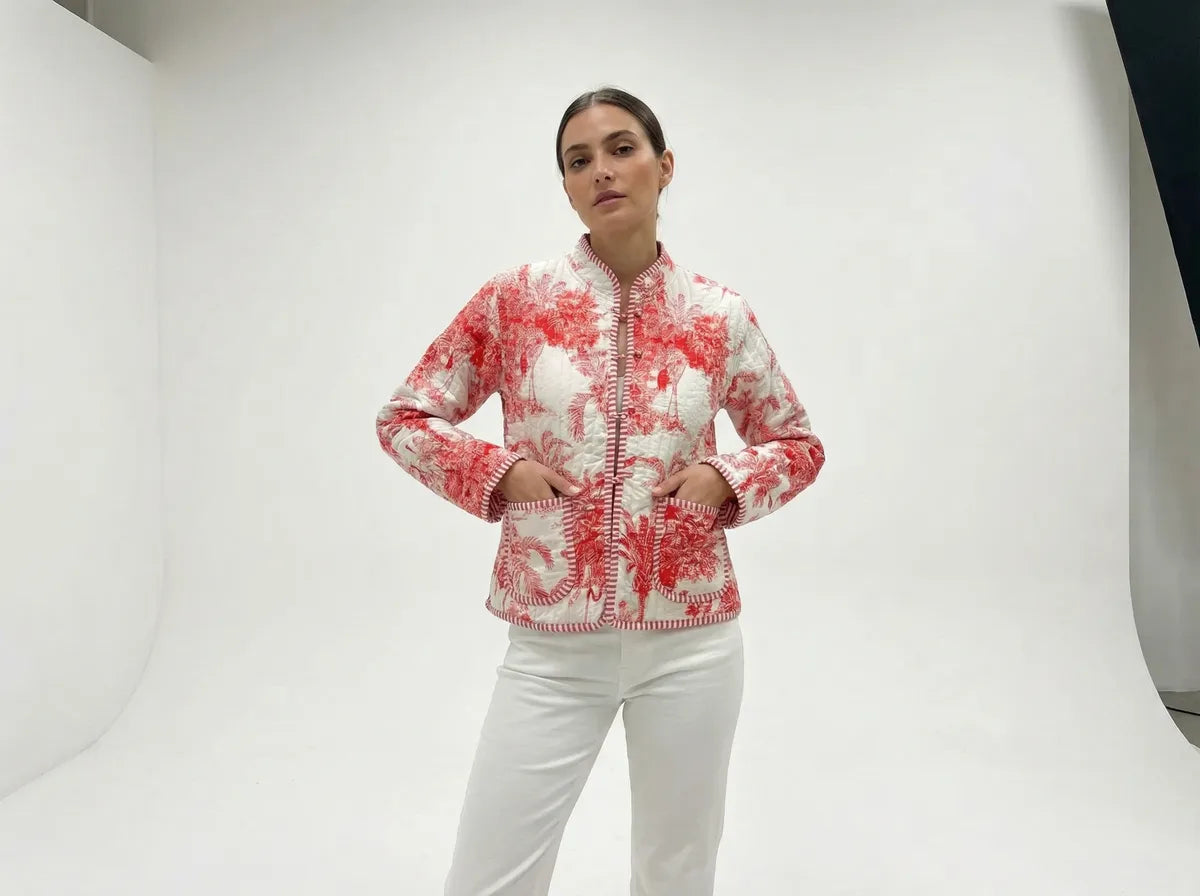 Scarlet Palm Quilted Jacket-4