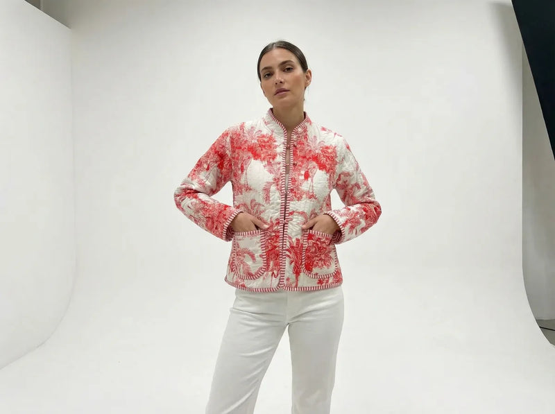 Scarlet Palm Quilted Jacket-zoom-
