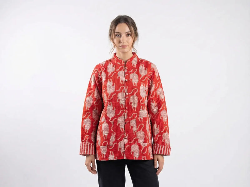 Crimson Safari Quilted Jacket-zoom-