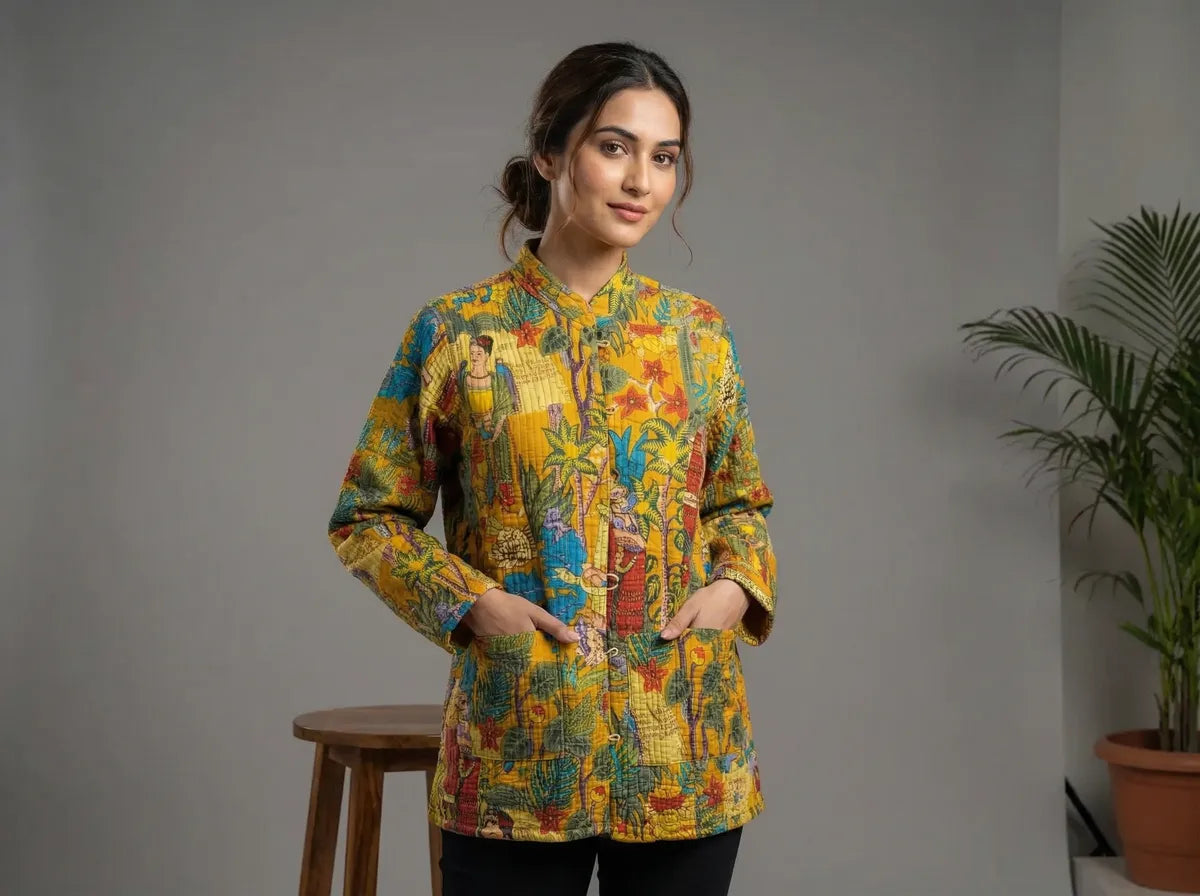 Golden Eden Story Quilted Jacket-4