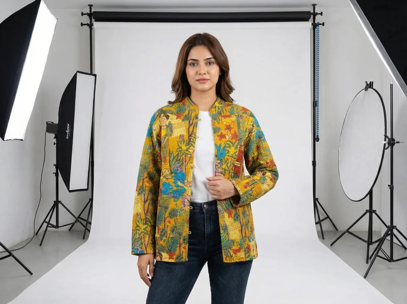 Golden Eden Story Quilted Jacket-zoom-