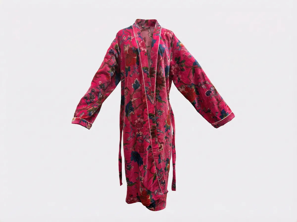Crimson Garden Velvet Robe