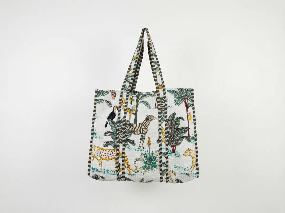 Ivory Safari Quilted Reversible Tote-zoom-1
