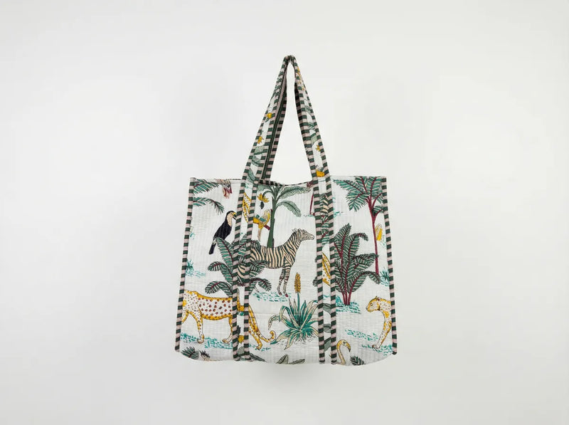 Ivory Safari Quilted Reversible Tote-zoom-