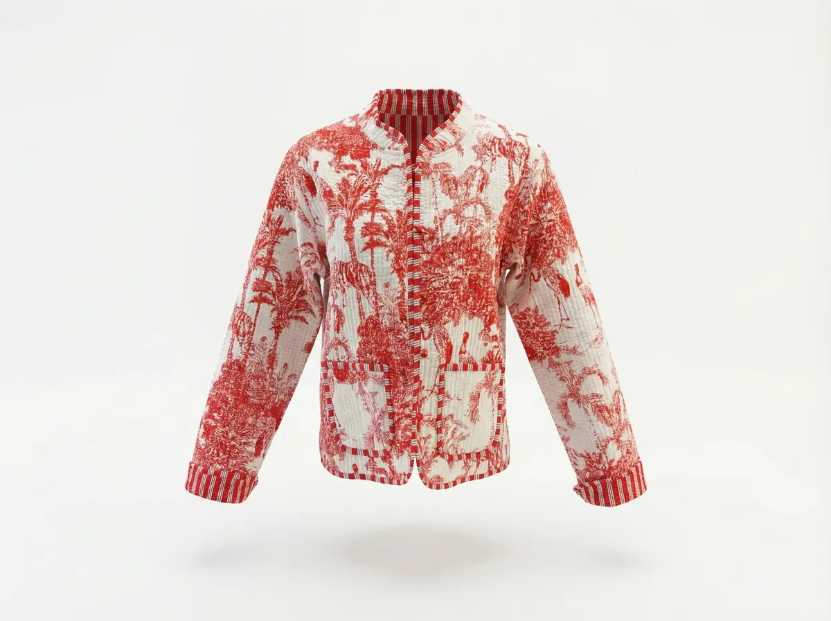 Crimson Coast Toile Quilted Jacket