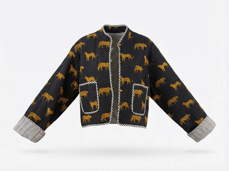 Midnight Leopard Quilted Jacket-zoom-