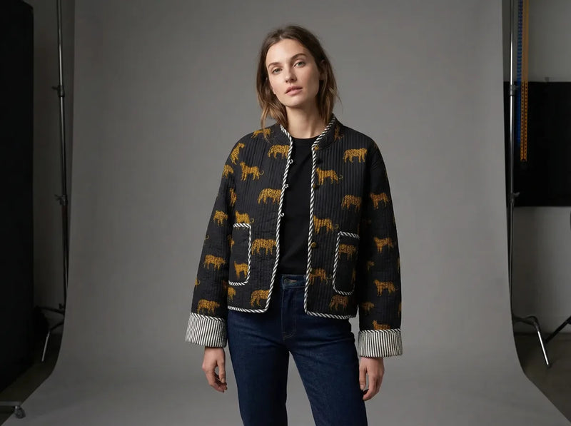 Midnight Leopard Quilted Jacket-zoom-