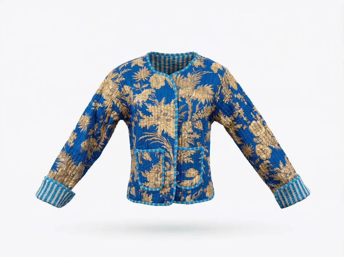 Royal Indigo Botanica Quilted Jacket-1
