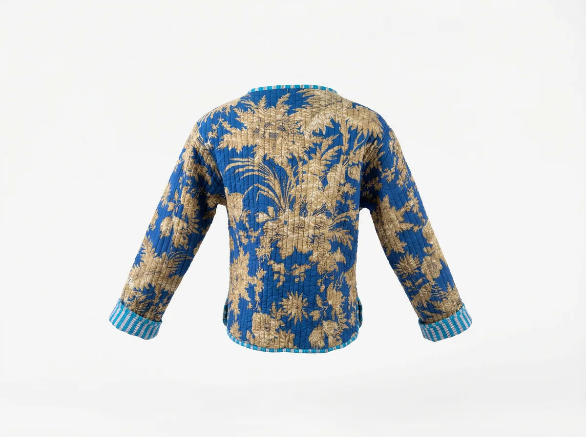 Royal Indigo Botanica Quilted Jacket-2