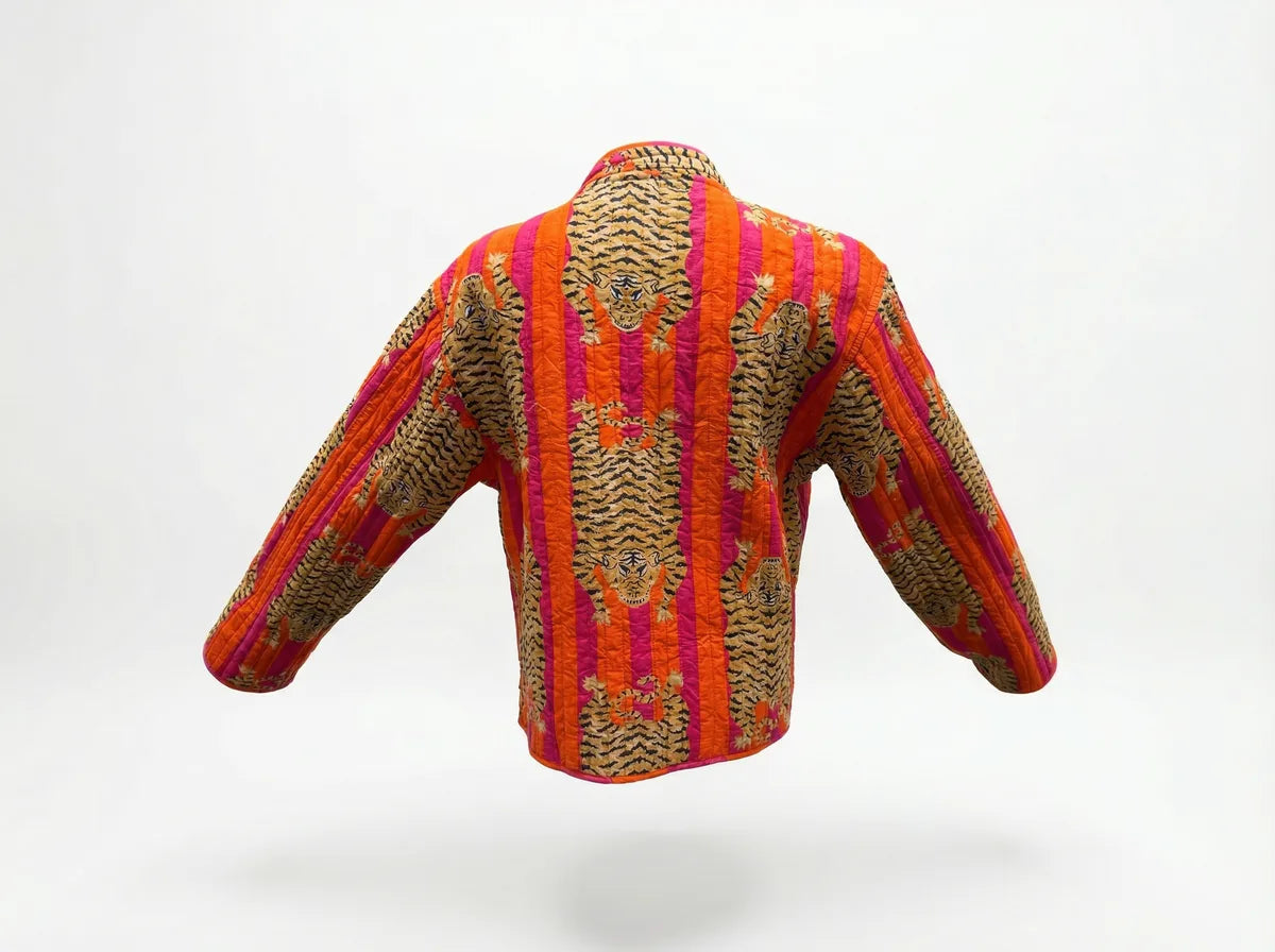 Sunset Tiger Patchwork Quilted Jacket-2