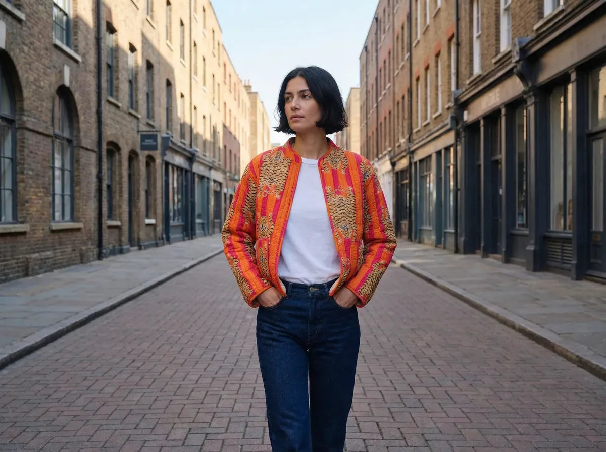 Sunset Tiger Patchwork Quilted Jacket-zoom-4