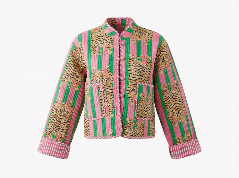 Candy Stripe Tiger Quilted Jacket-zoom-