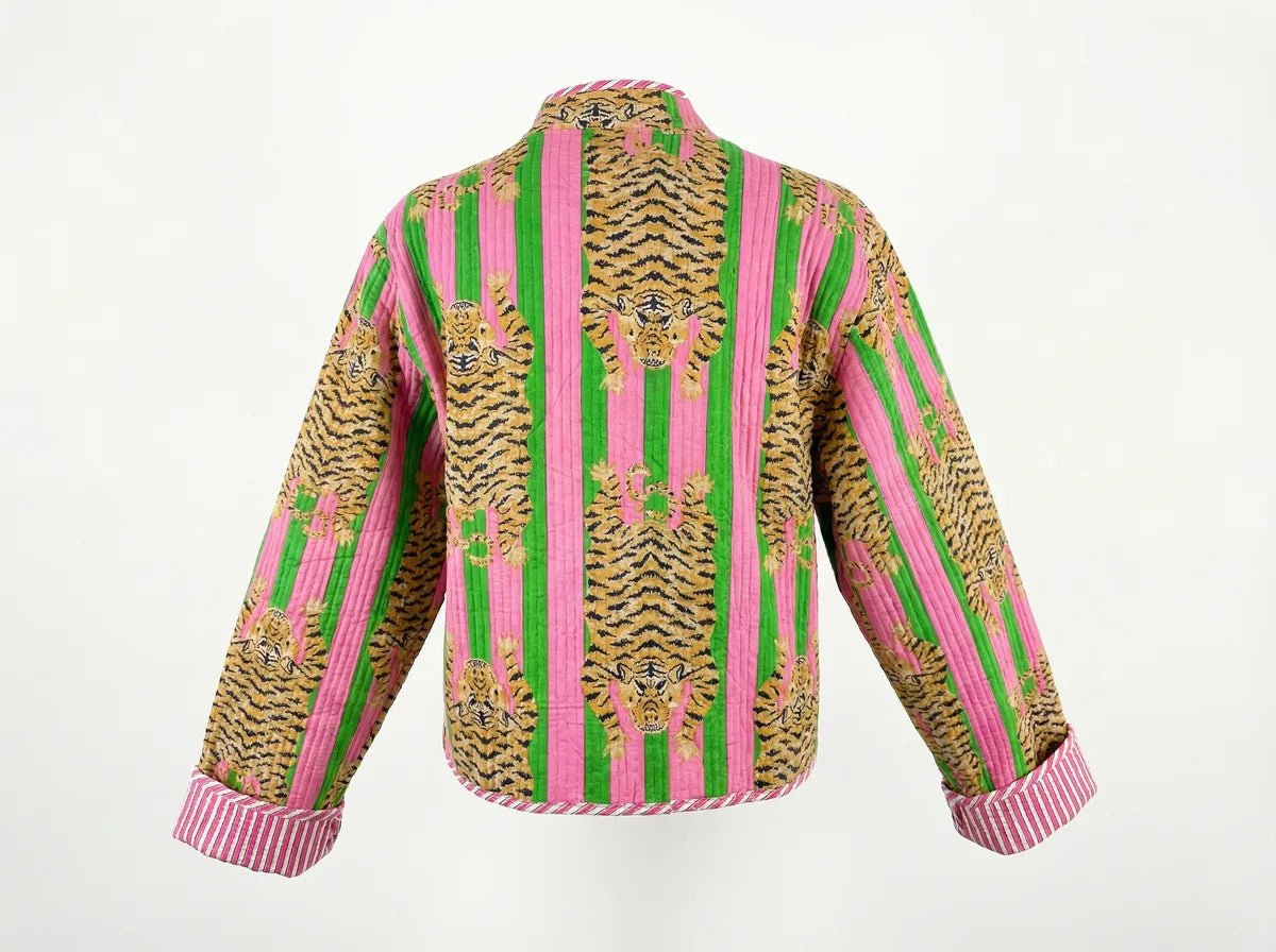 Candy Stripe Tiger Quilted Jacket-zoom-2