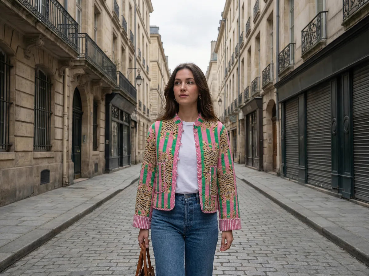 Candy Stripe Tiger Quilted Jacket-zoom-3