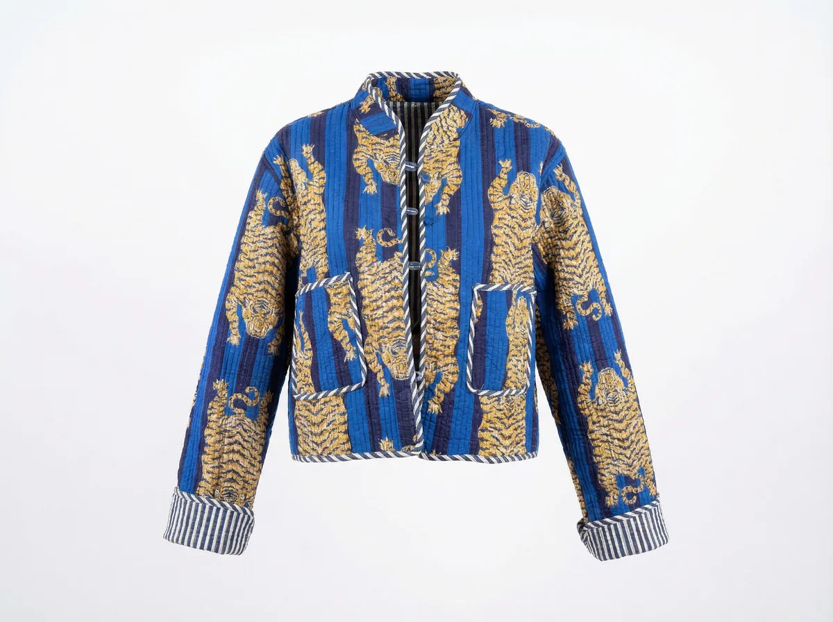 Sapphire Stripe Tiger Quilted Jacket-1