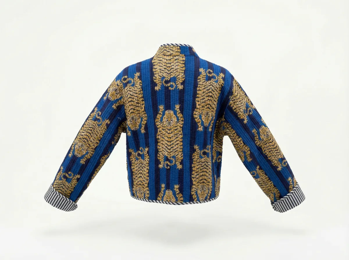 Sapphire Stripe Tiger Quilted Jacket