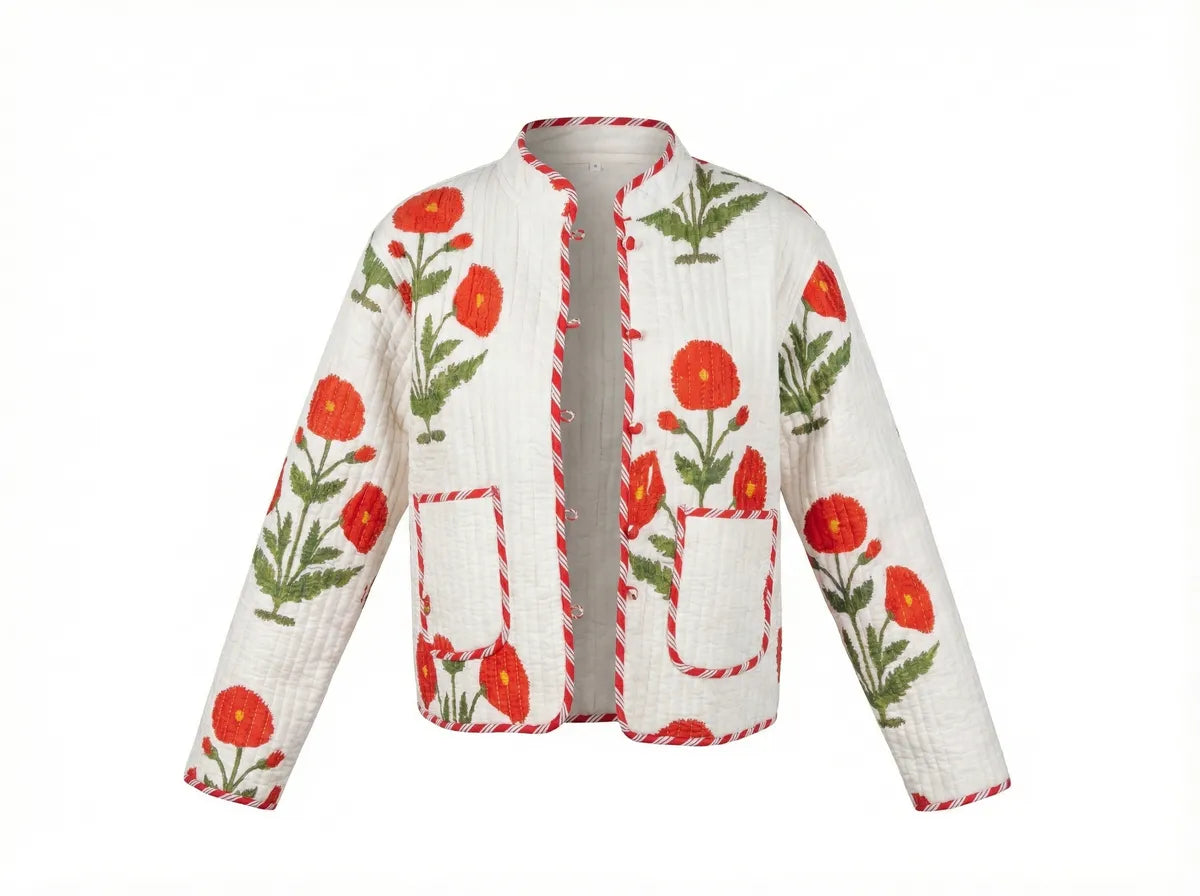 Scarlet Bloom Quilted Jacket