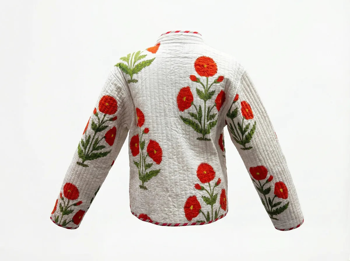 Scarlet Bloom Quilted Jacket