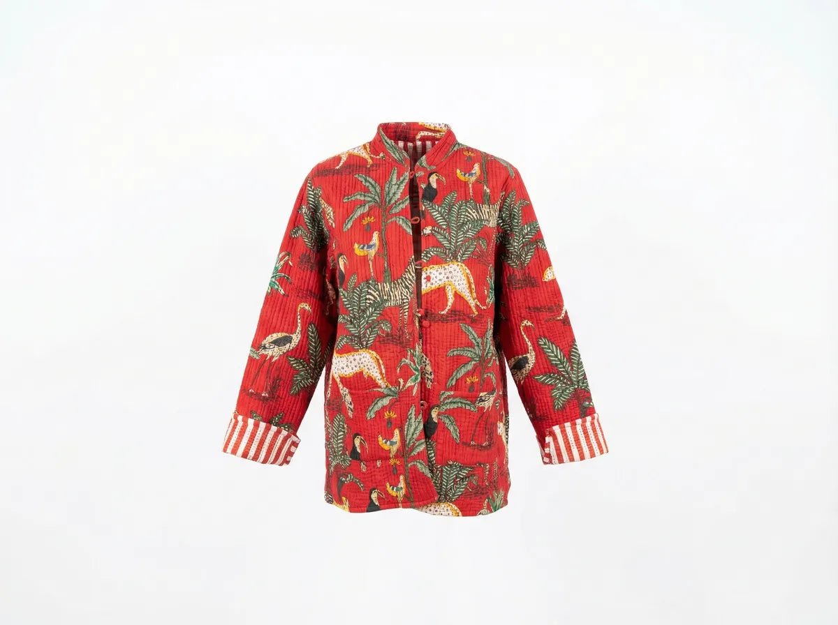 Crimson Jungle Quilted Jacket