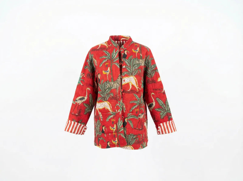 Crimson Jungle Quilted Jacket-zoom-