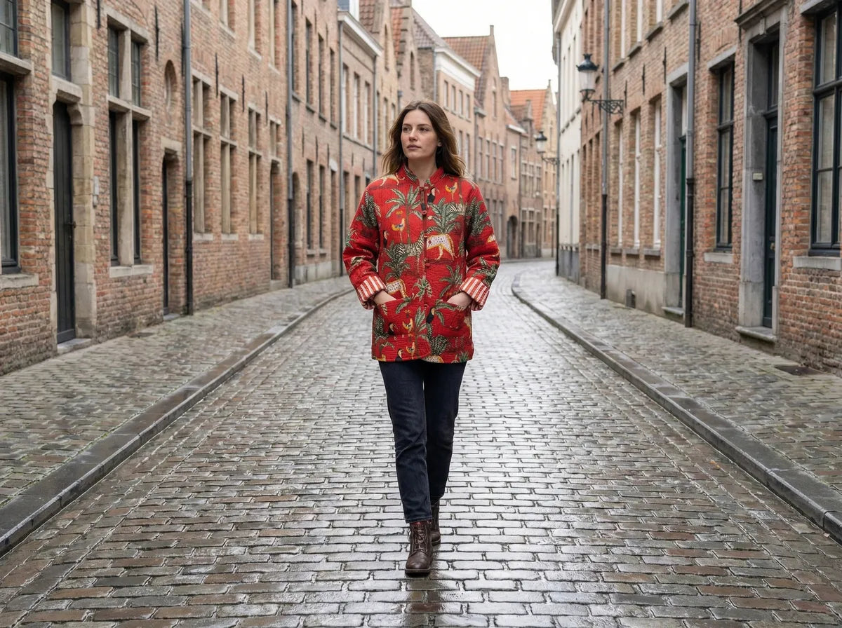 Crimson Jungle Quilted Jacket-3