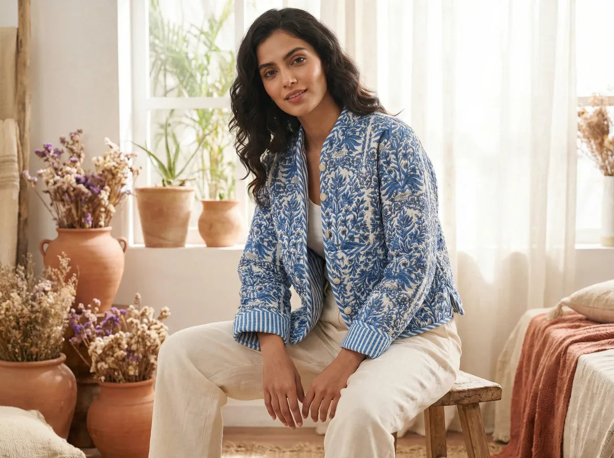 Coastal Blue Botanica Quilted Jacket