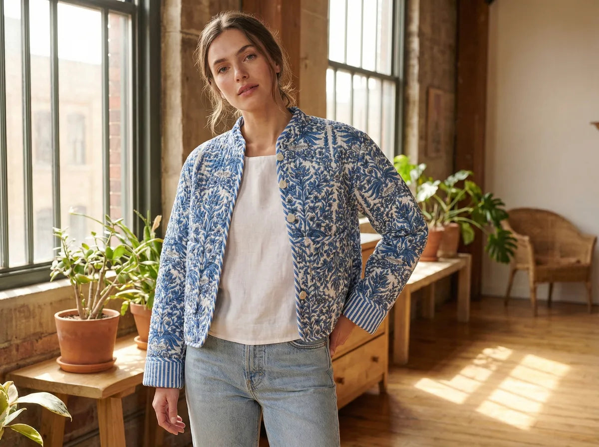 Coastal Blue Botanica Quilted Jacket-zoom-3