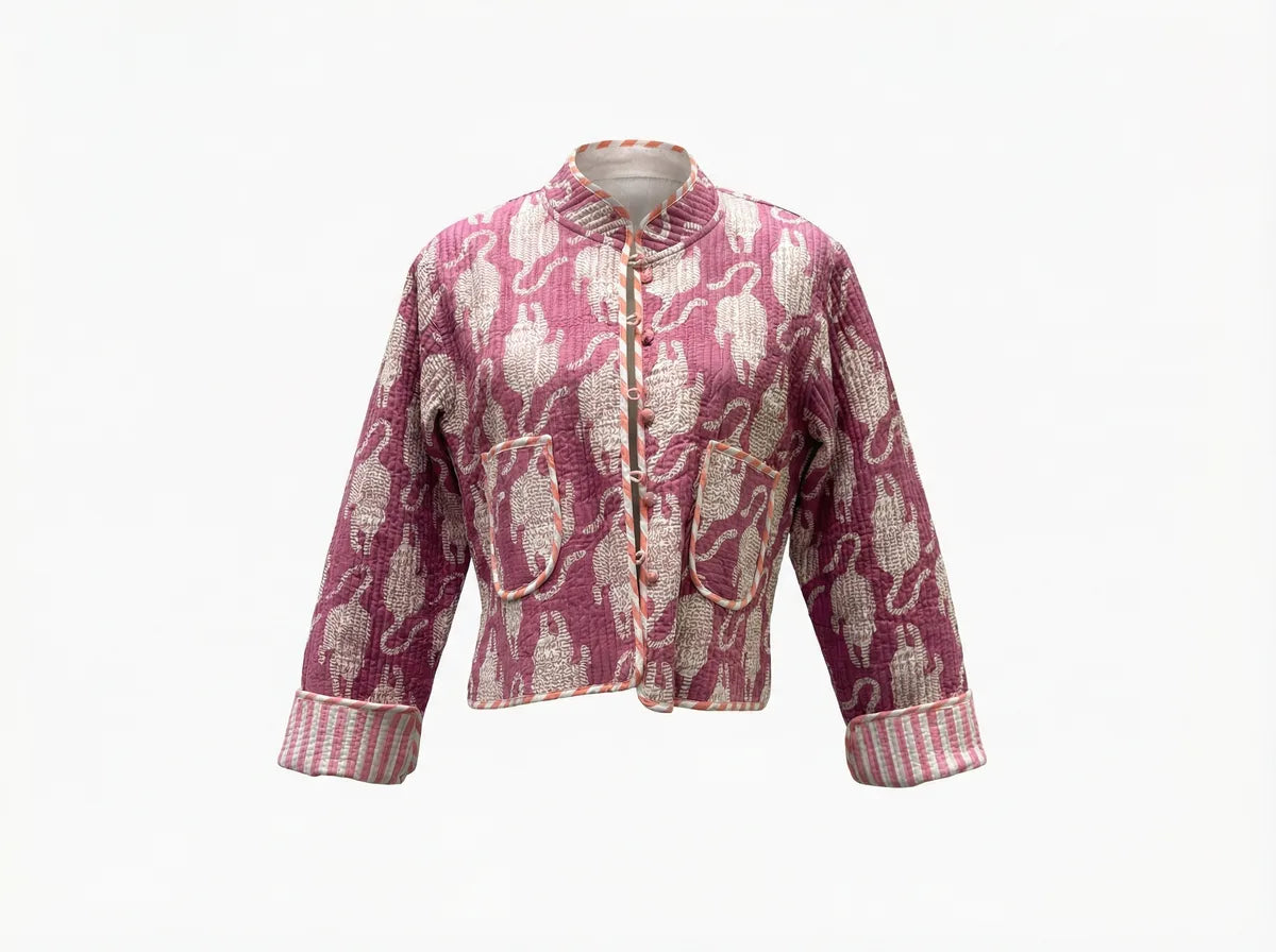 Dusty Rose Leopard Quilted Jacket-zoom-1