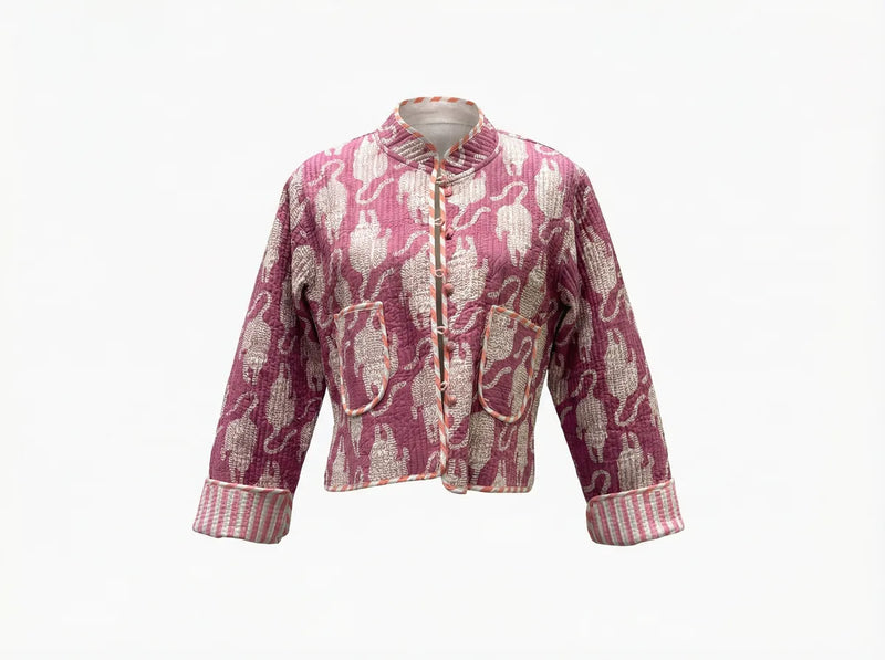 Dusty Rose Leopard Quilted Jacket-zoom-