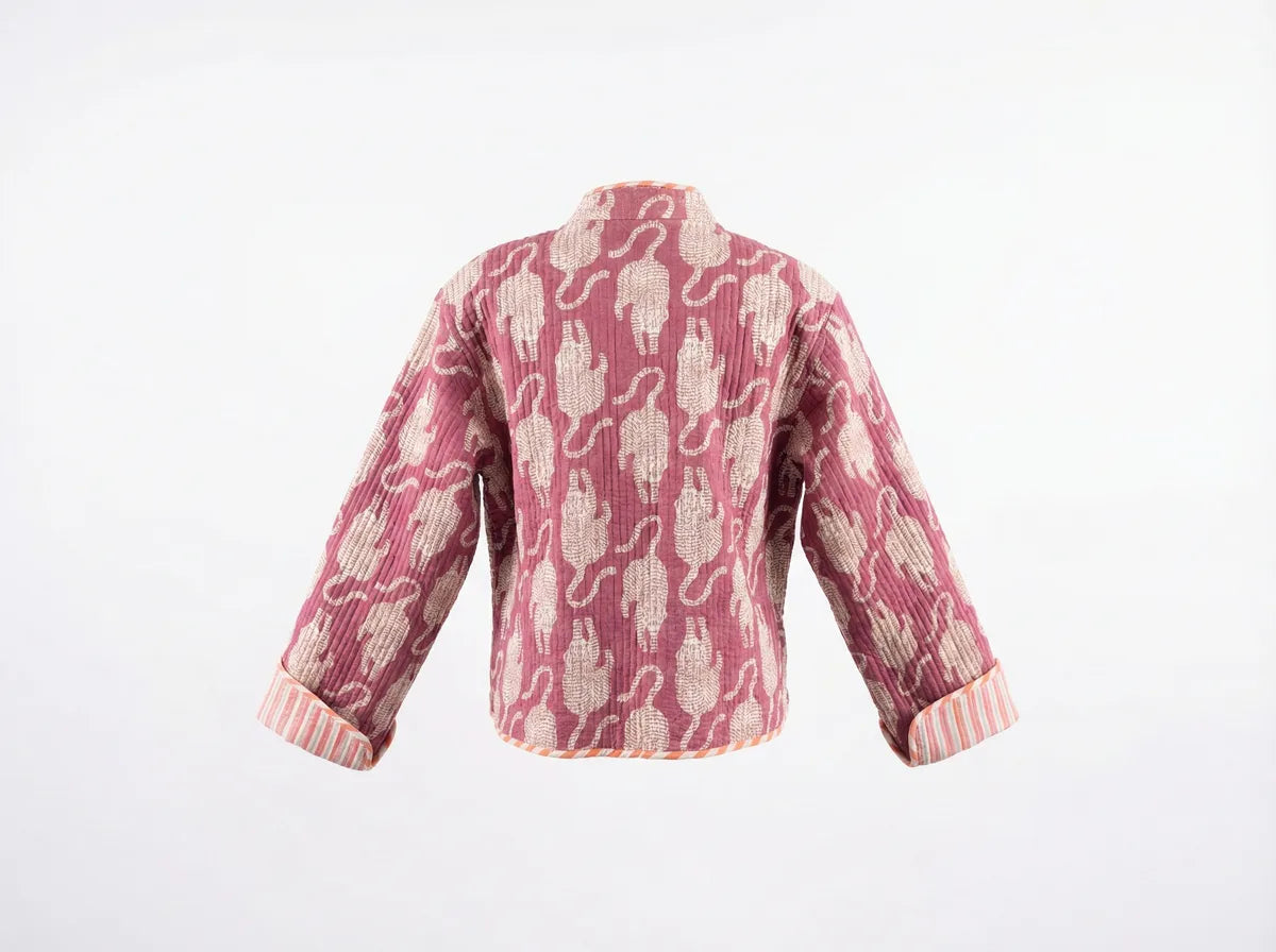 Dusty Rose Leopard Quilted Jacket