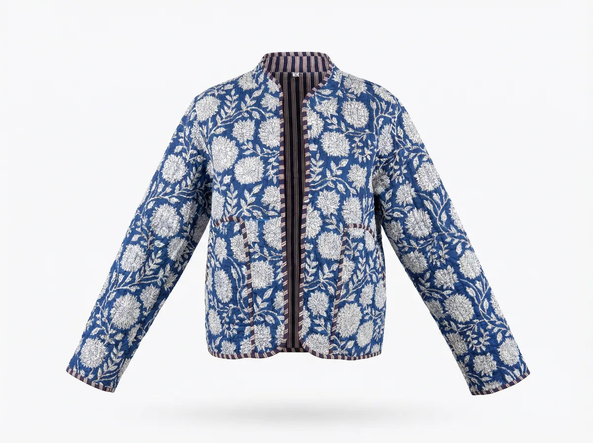 Indigo Blossom Quilted Jacket