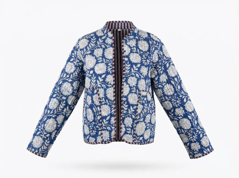 Indigo Blossom Quilted Jacket-zoom-