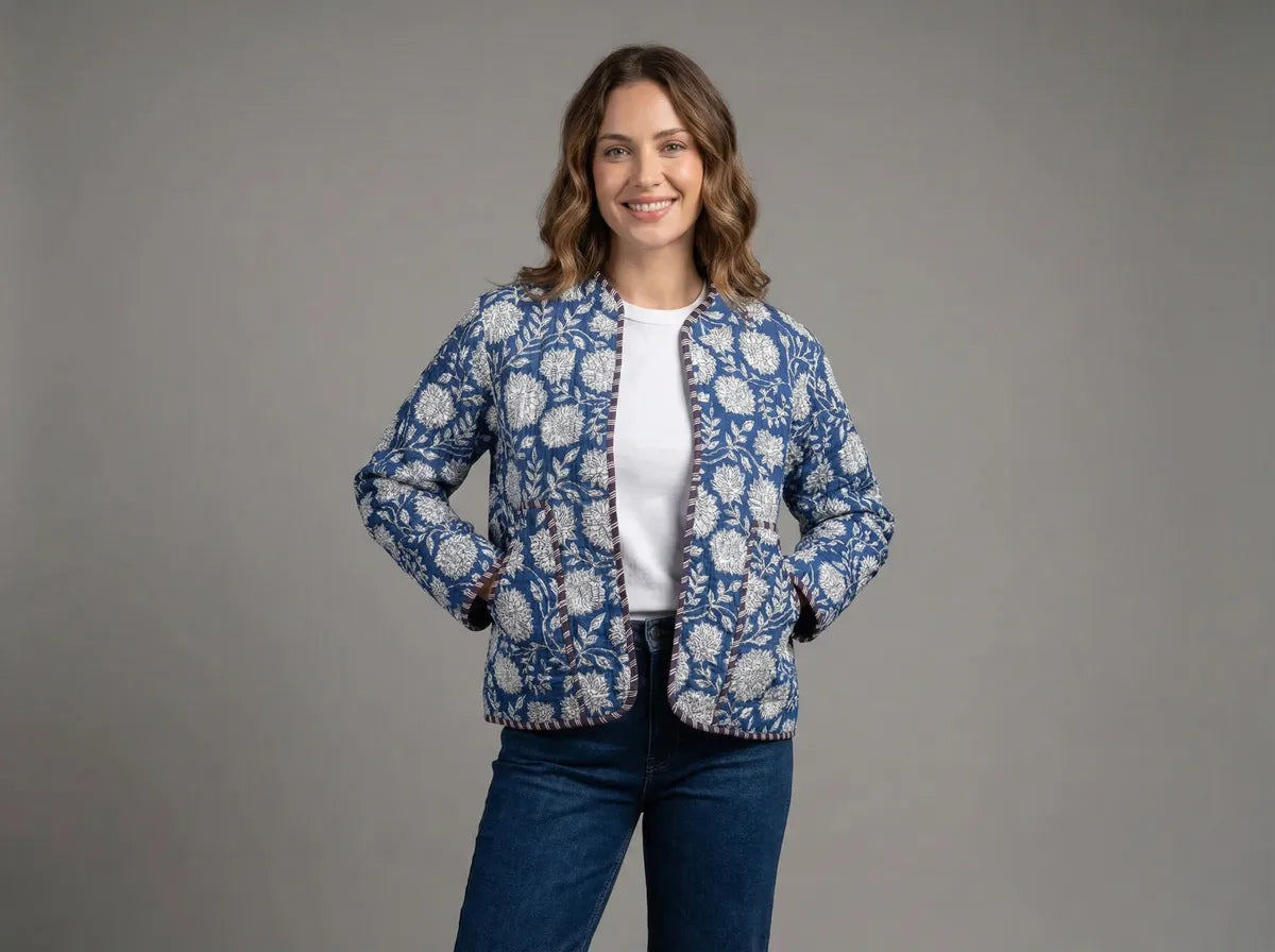 Indigo Blossom Quilted Jacket-4