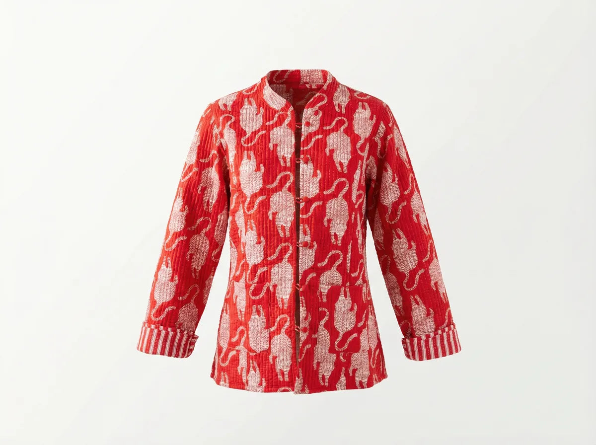 Crimson Leopard Quilted Jacket