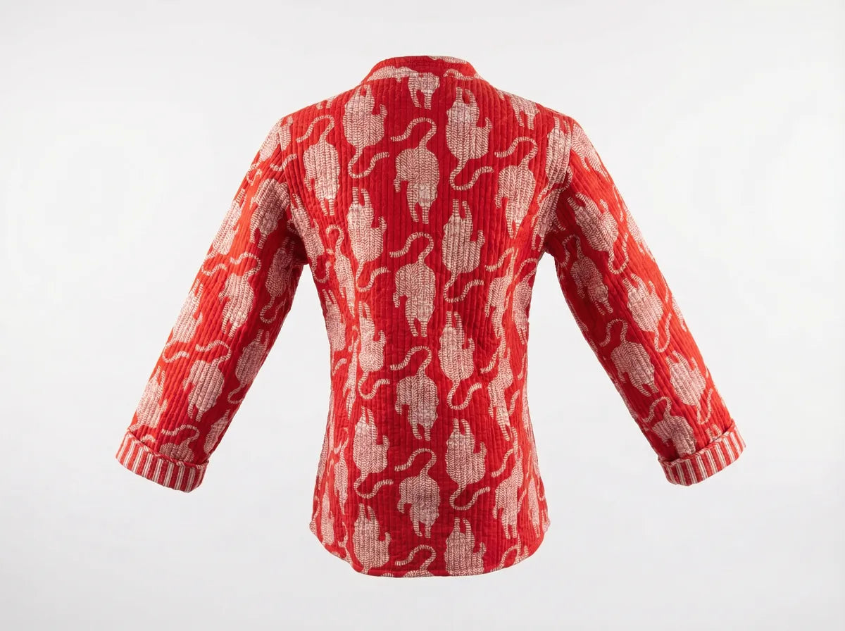 Crimson Leopard Quilted Jacket