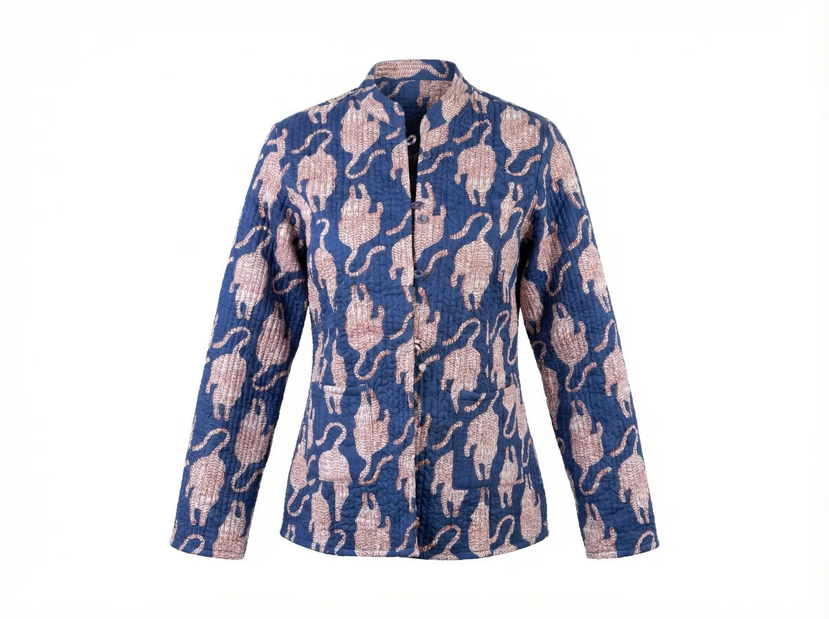 Midnight Mauve Leopard Quilted Jacket