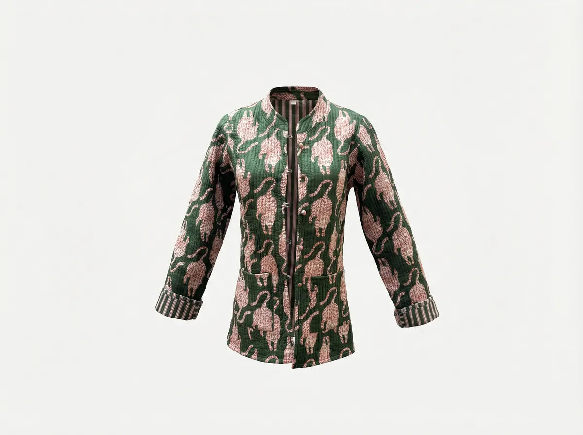 Emerald Leopard Quilted Jacket-zoom-1