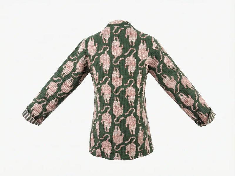 Emerald Leopard Quilted Jacket-zoom-