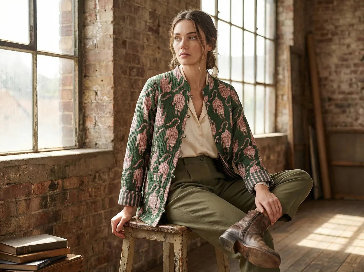 Emerald Leopard Quilted Jacket-3